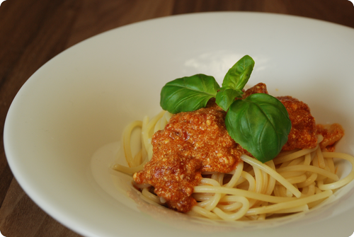 Spaghetti mit Ricotta-Tomatensauce