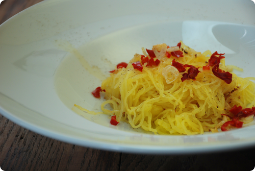 Spaghetti-Kürbis aglio e olio